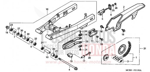 BRAS OSCILLANT/CARTER DE CHAINE XL650V1 de 2001